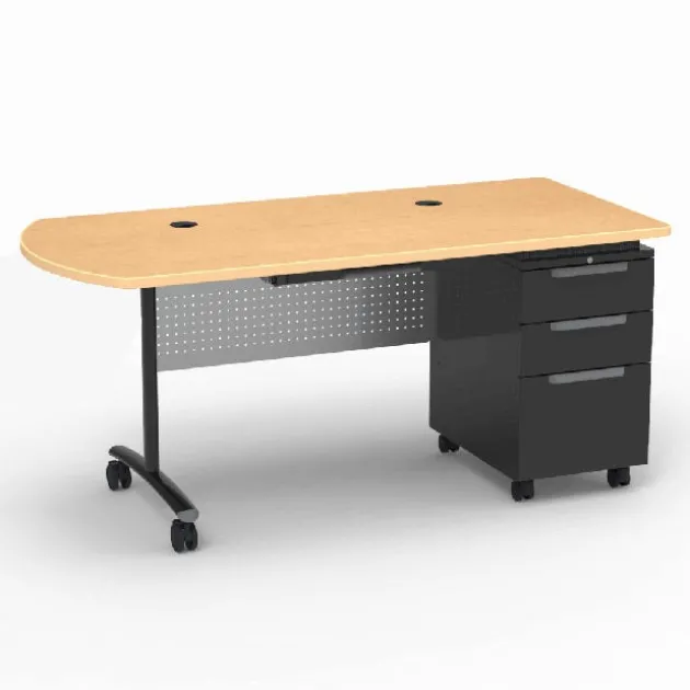 Textameter Peninsula Top Mobile Teacher Desk (30'' X 66'')