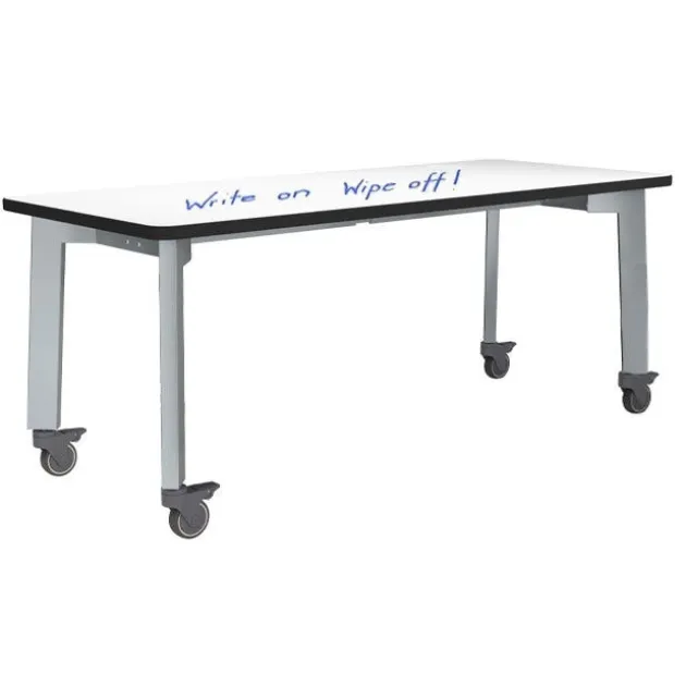 Titan Makerspace Whiteboard Table (30" x 72") with Four Titan Stools (18" H) Package
