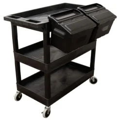 Triple Shelf XL Utility Cart with Dual Outrigger Bins