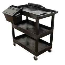 Triple Shelf XL Utility Cart with Dual Outrigger Bins
