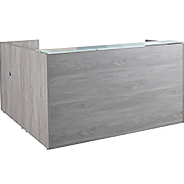 Ultra Premium Laminate Series L-Shaped Reception Desk w/ Frosted Glass Transaction Top