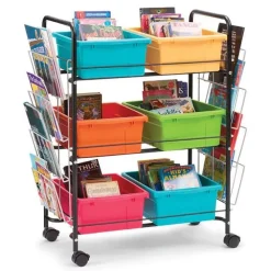 Value Book Cart with Vibrant Mixed Tubs
