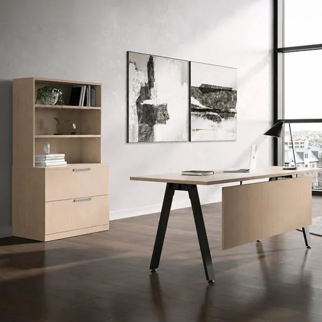 Variant Desk w/ Modesty Panel & Hutch w/ 2 Drawer Lateral File