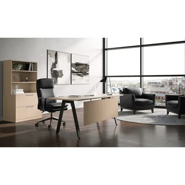 Variant Desk w/ Modesty Panel & Hutch w/ 2 Drawer Lateral File